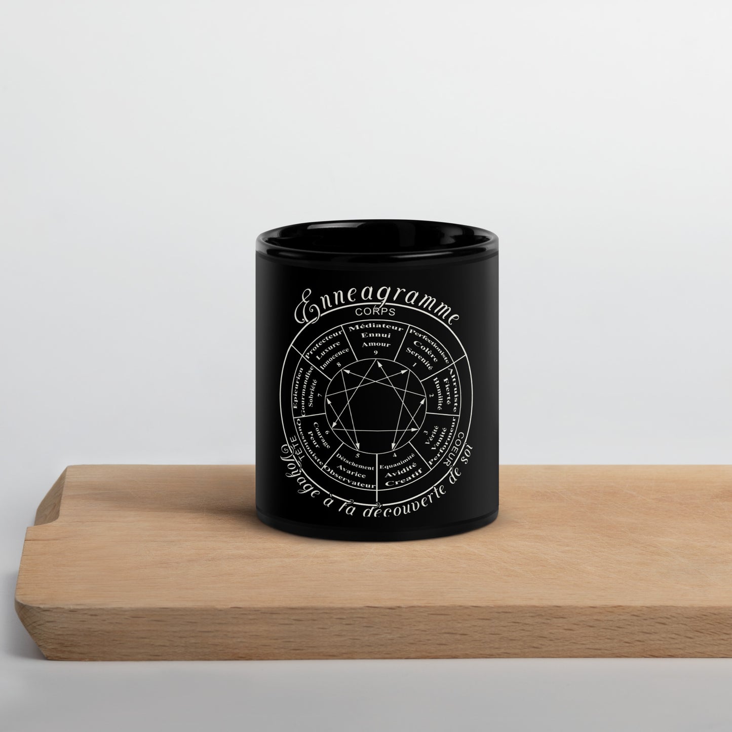 Mug brillant noir - Ennéagramme - Voyage à la découverte de soi