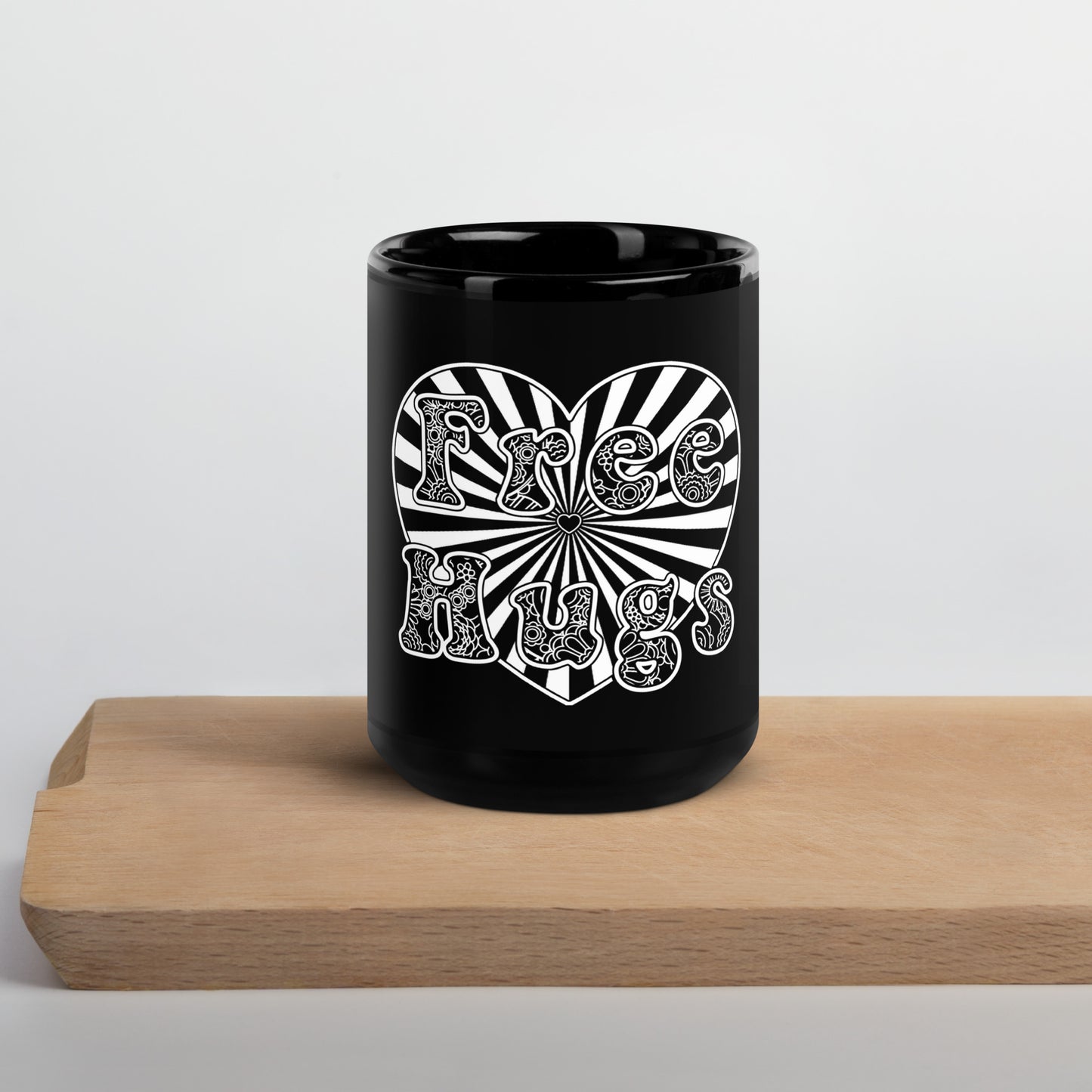 Black Glossy Mug - Free Hugs