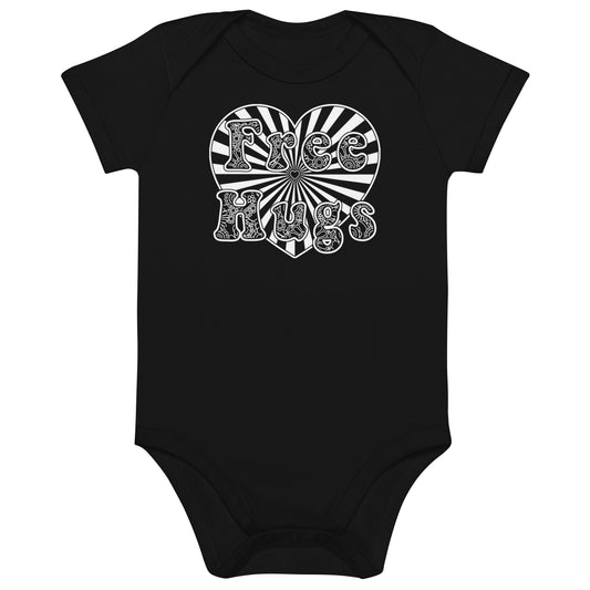 Organic cotton baby bodysuit - Free Hugs