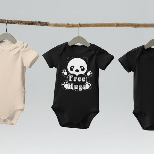 Organic cotton baby bodysuit - Free Hugs Panda