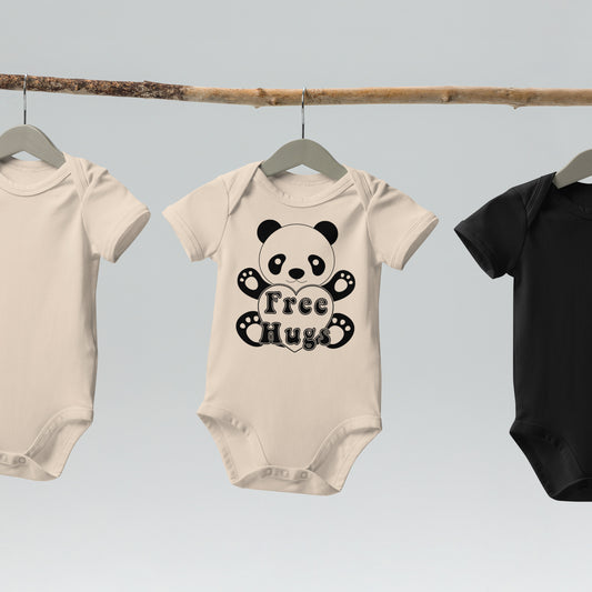 Organic cotton baby bodysuit - Free Hugs Panda