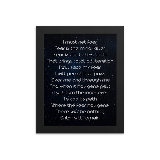 Framed photo paper poster - I must not Fear